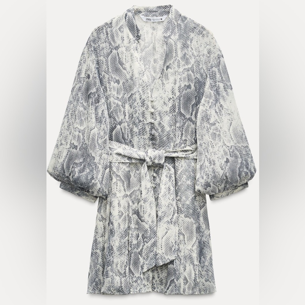 Nwt-Zara- METALLIC THREAD ANIMAL PRINT DRESS-Small - Picture 2 of 6